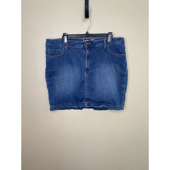 Lee Womens Denim Mid rise Skort 18M regular fit jean button zipper polyester - Picture 1 of 7